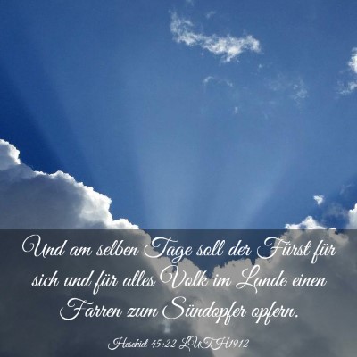 Picture 03 - Hesekiel 45:22 LUTH1912 - Und am selben Tage soll der Fürst für sich und - Bible Verse Picture