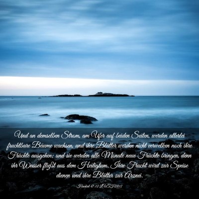 Picture 03 - Hesekiel 47:12 LUTH1912 - Und an demselben Strom, am Ufer auf beiden - Bible Verse Picture