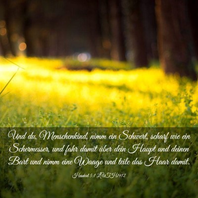 Picture 03 - Hesekiel 5:1 LUTH1912 - Und du, Menschenkind, nimm ein Schwert, scharf - Bible Verse Picture