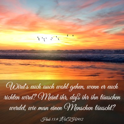 Picture 03 - Hiob 13:9 LUTH1912 - Wird's euch auch wohl gehen, wenn er euch richten - Bible Verse Picture