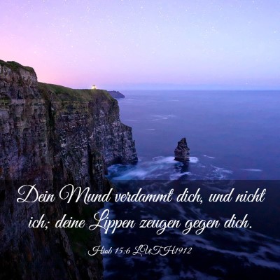 Picture 03 - Hiob 15:6 LUTH1912 - Dein Mund verdammt dich, und nicht ich; deine - Bible Verse Picture