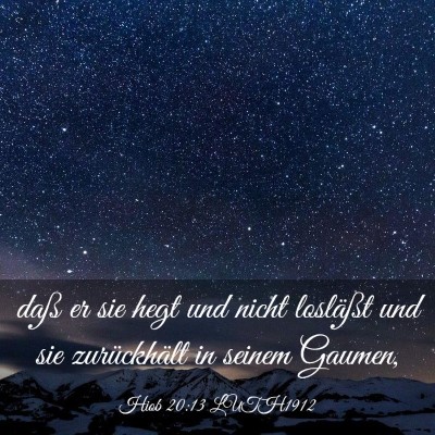 Picture 03 - Hiob 20:13 LUTH1912 - daß er sie hegt und nicht losläßt und sie - Bible Verse Picture
