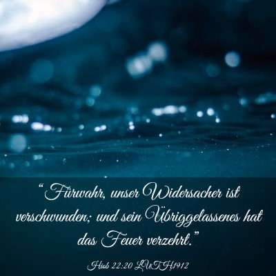 Picture 03 - Hiob 22:20 LUTH1912 - “Fürwahr, unser Widersacher ist verschwunden; - Bible Verse Picture