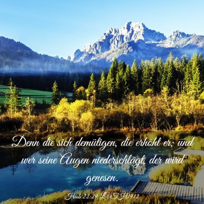 Picture 03 - Hiob 22:29 LUTH1912 - Denn die sich demütigen, die erhöht er; und wer - Bible Verse Picture