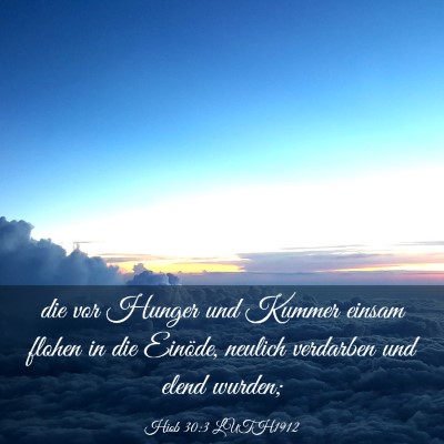 Picture 03 - Hiob 30:3 LUTH1912 - die vor Hunger und Kummer einsam flohen in die - Bible Verse Picture