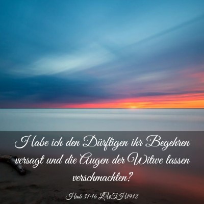 Picture 03 - Hiob 31:16 LUTH1912 - Habe ich den Dürftigen ihr Begehren versagt und - Bible Verse Picture