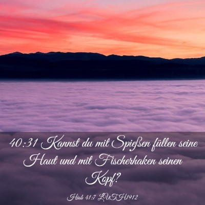 Picture 03 - Hiob 41:7 LUTH1912 - 40:31 Kannst du mit Spießen füllen seine Haut - Bible Verse Picture