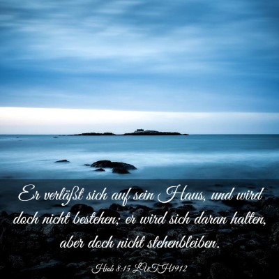 Picture 03 - Hiob 8:15 LUTH1912 - Er verläßt sich auf sein Haus, und wird doch - Bible Verse Picture