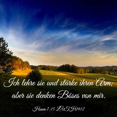 Picture 03 - Hosea 7:15 LUTH1912 - Ich lehre sie und stärke ihren Arm; aber sie - Bible Verse Picture