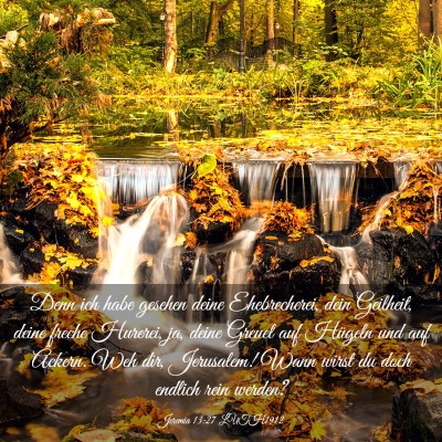 Picture 03 - Jeremia 13:27 LUTH1912 - Denn ich habe gesehen deine Ehebrecherei, dein - Bible Verse Picture