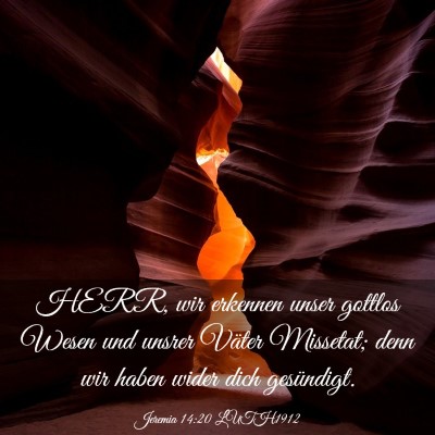 Picture 03 - Jeremia 14:20 LUTH1912 - HERR, wir erkennen unser gottlos Wesen und unsrer - Bible Verse Picture
