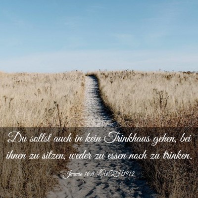 Picture 03 - Jeremia 16:8 LUTH1912 - Du sollst auch in kein Trinkhaus gehen, bei ihnen - Bible Verse Picture
