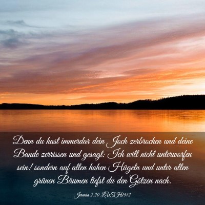 Picture 03 - Jeremia 2:20 LUTH1912 - Denn du hast immerdar dein Joch zerbrochen und - Bible Verse Picture