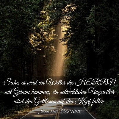 Picture 03 - Jeremia 30:23 LUTH1912 - Siehe, es wird ein Wetter des HERRN mit Grimm - Bible Verse Picture