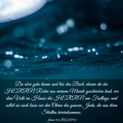Picture 03 - Jeremia 36:6 LUTH1912 - Du aber gehe hinein und lies das Buch, darein du - Bible Verse Picture
