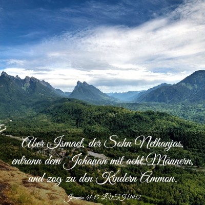 Picture 03 - Jeremia 41:15 LUTH1912 - Aber Ismael, der Sohn Nethanjas, entrann dem - Bible Verse Picture