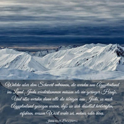 Picture 03 - Jeremia 44:28 LUTH1912 - Welche aber dem Schwert entrinnen, die werden aus - Bible Verse Picture