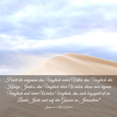 Picture 03 - Jeremia 44:9 LUTH1912 - Habt ihr vergessen das Unglück eurer Väter, das - Bible Verse Picture