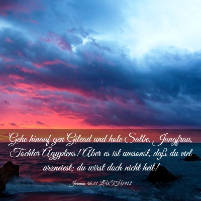 Picture 03 - Jeremia 46:11 LUTH1912 - Gehe hinauf gen Gilead und hole Salbe, Jungfrau, - Bible Verse Picture