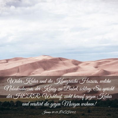 Picture 03 - Jeremia 49:28 LUTH1912 - Wider Kedar und die Königreiche Hazors, welche - Bible Verse Picture
