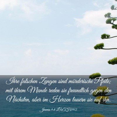 Picture 03 - Jeremia 9:8 LUTH1912 - Ihre falschen Zungen sind mörderische Pfeile; - Bible Verse Picture