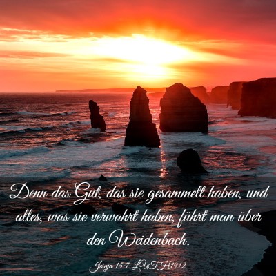 Picture 03 - Jesaja 15:7 LUTH1912 - Denn das Gut, das sie gesammelt haben, und alles, - Bible Verse Picture