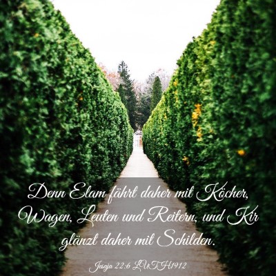 Picture 03 - Jesaja 22:6 LUTH1912 - Denn Elam fährt daher mit Köcher, Wagen, Leuten - Bible Verse Picture