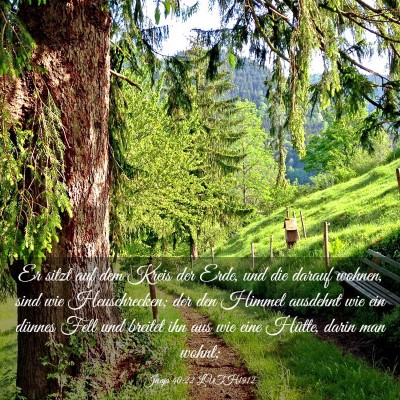 Picture 03 - Jesaja 40:22 LUTH1912 - Er sitzt auf dem Kreis der Erde, und die darauf - Bible Verse Picture