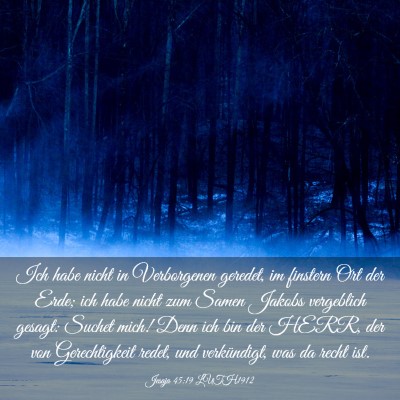 Picture 03 - Jesaja 45:19 LUTH1912 - Ich habe nicht in Verborgenen geredet, im - Bible Verse Picture
