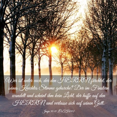 Picture 03 - Jesaja 50:10 LUTH1912 - Wer ist unter euch, der den HERRN fürchtet, der - Bible Verse Picture