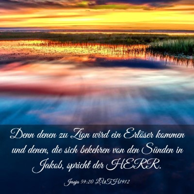 Picture 03 - Jesaja 59:20 LUTH1912 - Denn denen zu Zion wird ein Erlöser kommen und - Bible Verse Picture