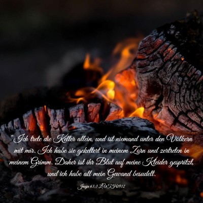Picture 03 - Jesaja 63:3 LUTH1912 - “Ich trete die Kelter allein, und ist niemand - Bible Verse Picture