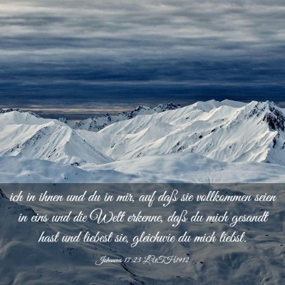 Picture 03 - Johannes 17:23 LUTH1912 - ich in ihnen und du in mir, auf daß sie - Bible Verse Picture