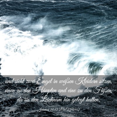 Picture 03 - Johannes 20:12 LUTH1912 - und sieht zwei Engel in weißen Kleidern sitzen, - Bible Verse Picture