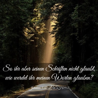 Picture 03 - Johannes 5:47 LUTH1912 - So ihr aber seinen Schriften nicht glaubt, wie - Bible Verse Picture