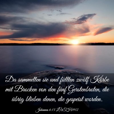 Picture 03 - Johannes 6:13 LUTH1912 - Da sammelten sie und füllten zwölf Körbe mit - Bible Verse Picture