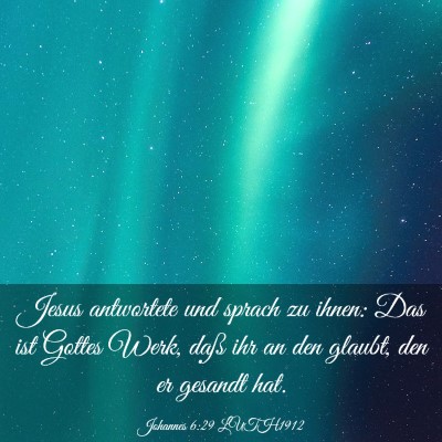 Picture 03 - Johannes 6:29 LUTH1912 - Jesus antwortete und sprach zu ihnen: Das ist - Bible Verse Picture