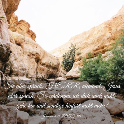 Picture 03 - Johannes 8:11 LUTH1912 - Sie aber sprach: HERR, niemand. Jesus aber - Bible Verse Picture