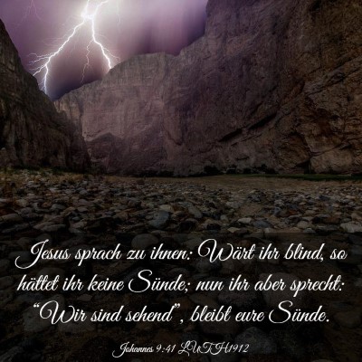 Picture 03 - Johannes 9:41 LUTH1912 - Jesus sprach zu ihnen: Wärt ihr blind, so - Bible Verse Picture