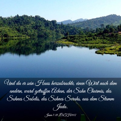 Picture 03 - Josua 7:18 LUTH1912 - Und da er sein Haus herzubrachte, einen Wirt nach - Bible Verse Picture