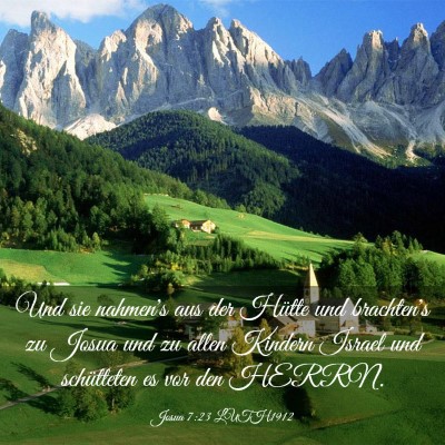 Picture 03 - Josua 7:23 LUTH1912 - Und sie nahmen's aus der Hütte und brachten's zu - Bible Verse Picture