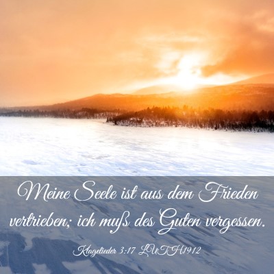 Picture 03 - Klagelieder 3:17 LUTH1912 - Meine Seele ist aus dem Frieden vertrieben; ich - Bible Verse Picture