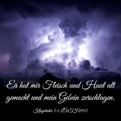 Picture 03 - Klagelieder 3:4 LUTH1912 - Er hat mir Fleisch und Haut alt gemacht und mein - Bible Verse Picture