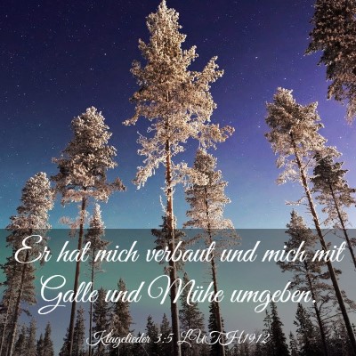 Picture 03 - Klagelieder 3:5 LUTH1912 - Er hat mich verbaut und mich mit Galle und Mühe - Bible Verse Picture