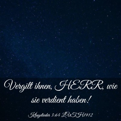Picture 03 - Klagelieder 3:64 LUTH1912 - Vergilt ihnen, HERR, wie sie verdient - Bible Verse Picture
