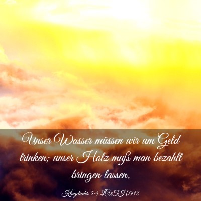 Picture 03 - Klagelieder 5:4 LUTH1912 - Unser Wasser müssen wir um Geld trinken; unser - Bible Verse Picture