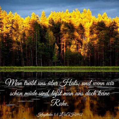 Picture 03 - Klagelieder 5:5 LUTH1912 - Man treibt uns über Hals; und wenn wir schon - Bible Verse Picture