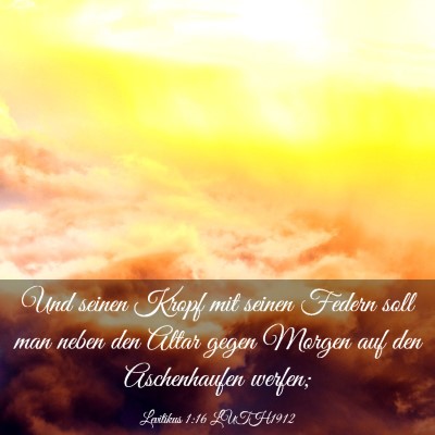 Picture 03 - Levitikus 1:16 LUTH1912 - Und seinen Kropf mit seinen Federn soll man neben - Bible Verse Picture