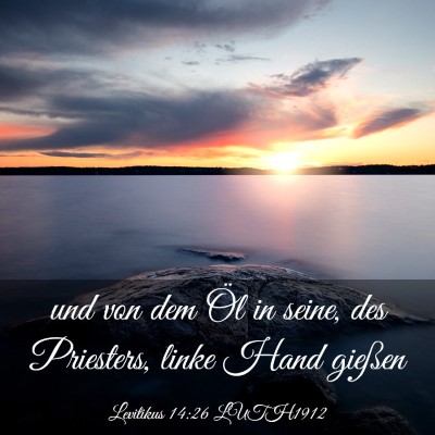 Picture 03 - Levitikus 14:26 LUTH1912 - und von dem Öl in seine, des Priesters, linke - Bible Verse Picture
