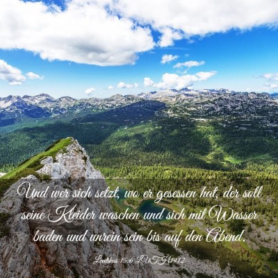 Picture 03 - Levitikus 15:6 LUTH1912 - Und wer sich setzt, wo er gesessen hat, der soll - Bible Verse Picture